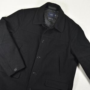 J.Crew University Jacket Mens XL Black Wool Blend Quilted Insulated Car Coat Vtg